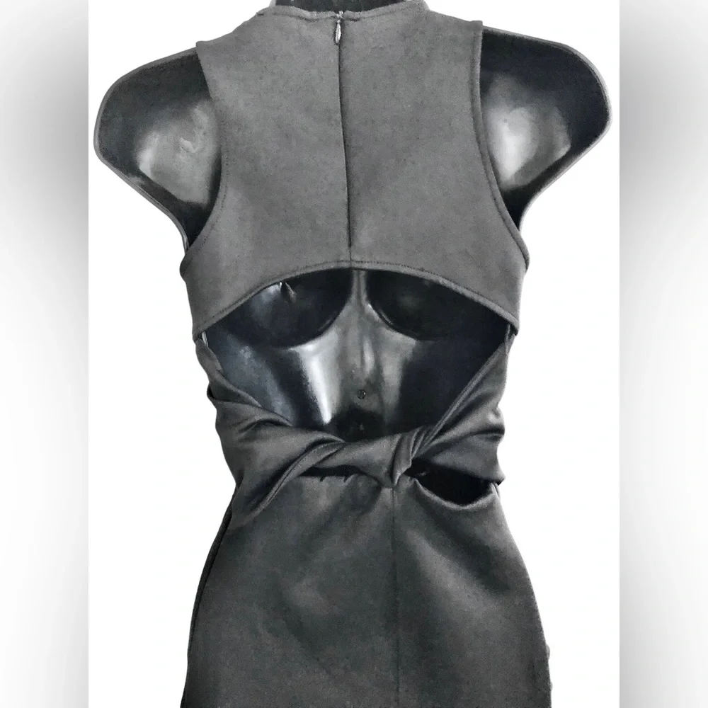 Zara black scuba fit twisted back cutout front slit sleeveless dress size XS new - Picture 10 of 16